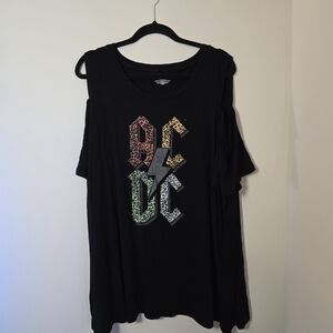 Cold shoulder ACDC top